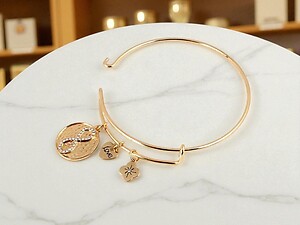 Goldtone Metal Infinity Charm Bangle Bracelet