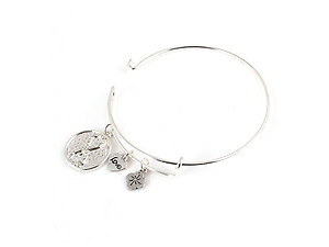 Silvertone Metal Infinity Charm Bangle Bracelet