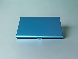 Blue Metallic Thin Stainless Steel Business Card Case