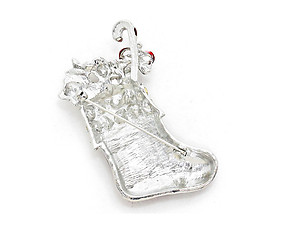 Crystal Enamel Christmas Sock Brooch