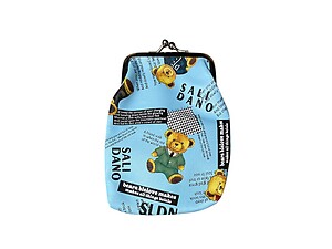 Blue Teddy Bear Large Snap Closure Coin Purse Wallet