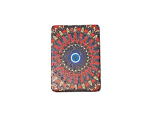 Evil Eye Centered Abstract Pattern Double Compact Mirror w/ Crystal Stones
