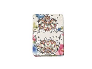 Hamsa Hand Printed Double Compact Mirror w/ Crystal Stones