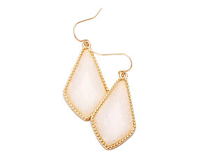 White & Worn Gold Glitter Geometric Dangle Fish Hook Earrings