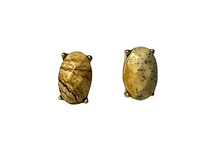Neutral & Worn Gold Semi Precious Natural Stone Oval Stud Earrings