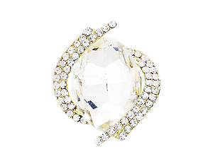 Clear & Goldtone Oval Crystal Centered Stretch Ring