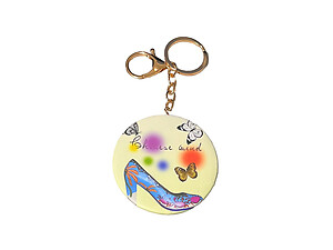 Green Butterfly & Heels Keychain w/ Cosmetic Mirror