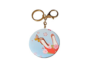 Blue Butterfly & Heels Keychain w/ Cosmetic Mirror