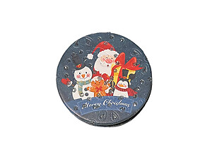 Blue Santa & Friends Christmas Double Compact Mirror w/ Crystal Stones