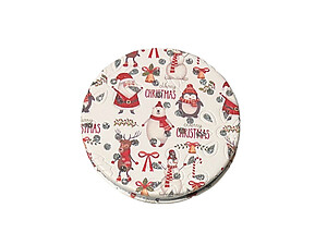 White Santa & Friends Christmas Double Compact Mirror w/ Crystal Stones