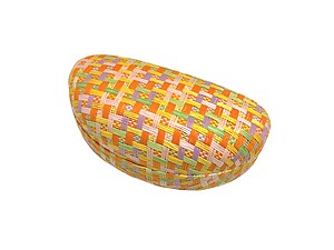 Orange Multicolor Woven Straw Textured Hard Clamshell Eyeglass / Sunglass Case