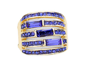Split Triple Crystal Rectangle Accented Stretch Ring