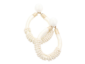 Ivory Beaded Cord Thread Dome Post Back Drop Earrings
