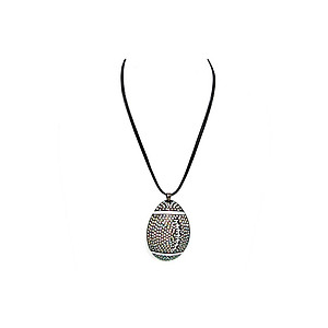 Faceted Crystal Pave Football Pendant Necklace