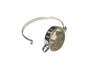 Silver Burnished Christmas Floating Locket Hook Bracelet