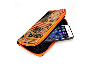 Orange American Flag Zip around Wallet