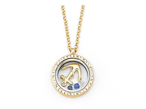 Goldtone Anchor Floating Charm Locket Pendant Necklace