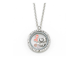 Silvertone HOPE Floating Charm Locket Pendant Necklace