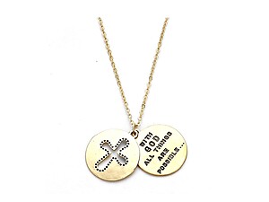 Goldtone 2-Layers Cross Cover Pendant Necklace