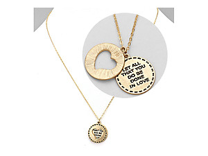 2-Layers Heart Cover Pendant Necklace