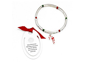 Silver Burnished Christmas Stretch Bracelet