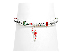 Silver Burnished Christmas Stretch Bracelet