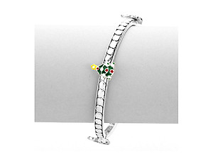 Silvertone Christmas Tree Stretch Bracelet