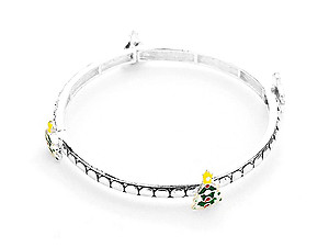 Silvertone Christmas Tree Stretch Bracelet