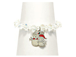 Christmas Snowman Glass Bead Stretch Bracelet