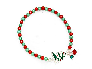 Multi-color Christmas Tree Pearl Stretch Bracelet