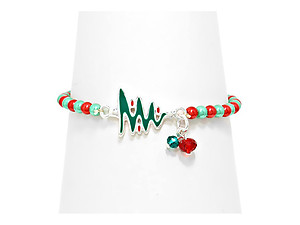 Multi-color Christmas Tree Pearl Stretch Bracelet