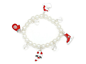 Christmas Charms Pearl Stretch Bracelet