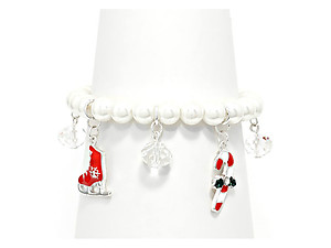 Christmas Charms Pearl Stretch Bracelet