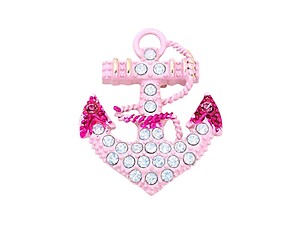 Pink Enamel Opal Crystal Anchor Pin Brooch