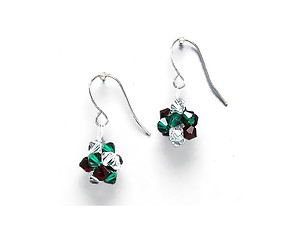 Christmas Holiday Metal Hand Made Crystal Earrings