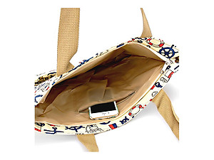 Ivory Anchor Print Tote Bag