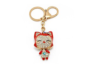 Goldtone Crystal Rhinestone Resin Foxy Pave Key Chain