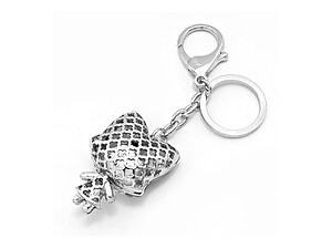 Silvertone Crystal Rhinestone Resin Foxy Pave Key Chain