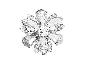 Clear Marquise Flower Glass Stone Stretch Cocktail Ring