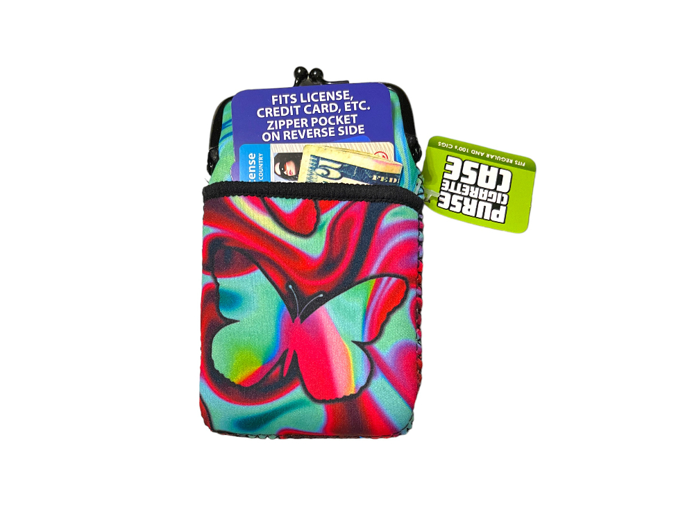Colorful & Fun Neoprene Cigarette Pouch with Zipper Pocket