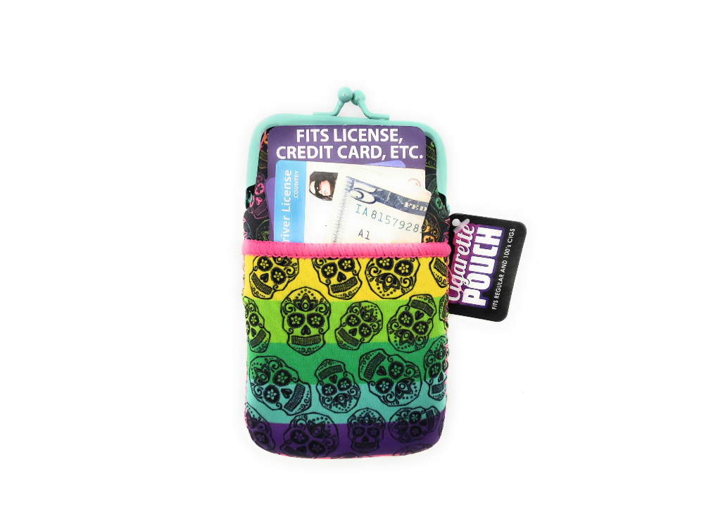 Colorful & Fun Neoprene Cigarette Pouch with Snap Clasp Closure