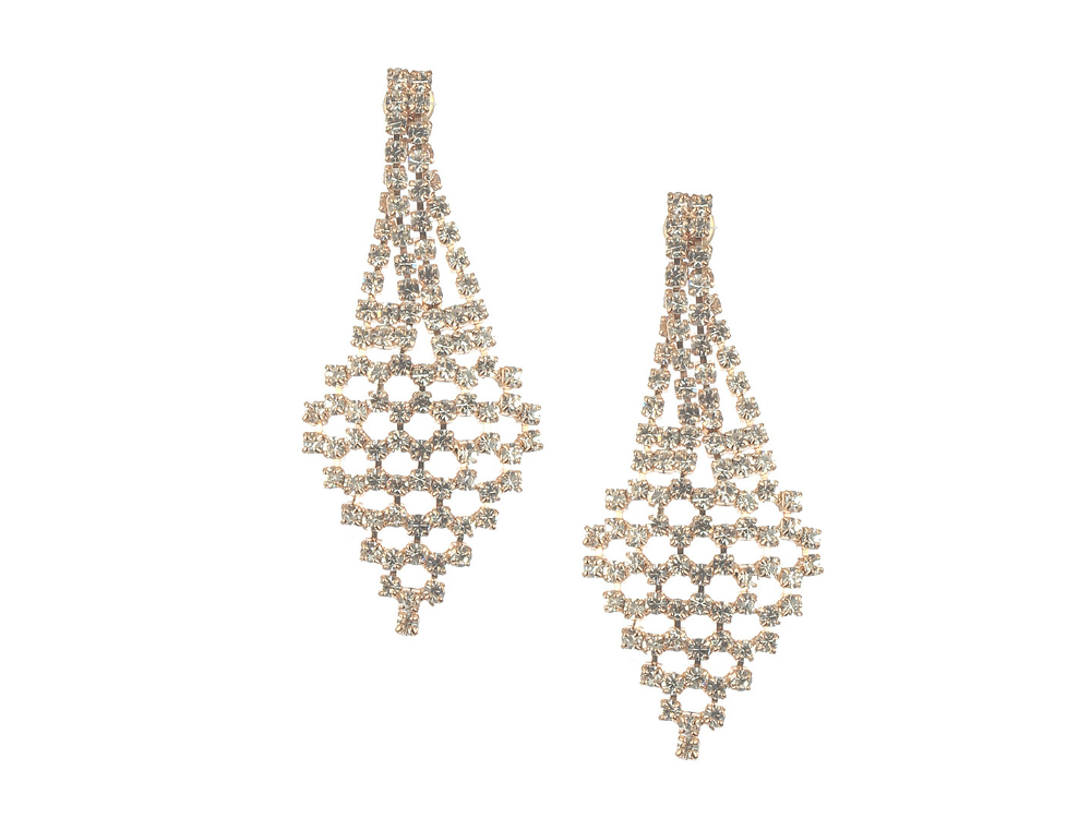Goldtone Drop Rhinestone Wedding Formal Post Pin Earrings