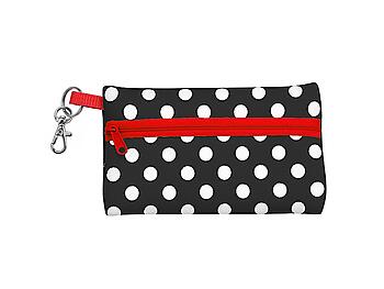 Black with Red Neoprene Zippered Student ID Case with Key Ring