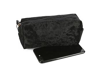 Black Velvety Feel Makeup Carry All Pouch Bag Accessory