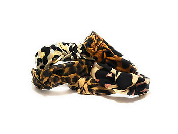 Animal Print Fabric Fashion Headband w/ Top Knot