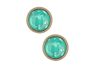 Natural Stone Finish Round Metal Frame Post Pin Earrings
