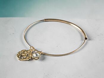 Goldtone Adjustable Bangle Initial 