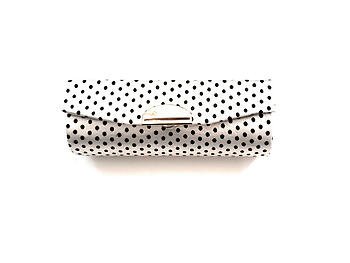 White Colorful Polka Dot Lipstick Case Holder w/ Mirror