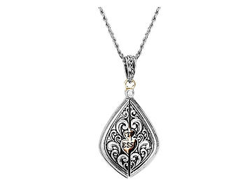 Sister's Blessing Embossed Metal Opening Locket Pendant Long Necklace