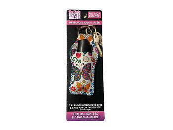 Butterfly Neoprene Carabiner Keychain Lighter Case / Lip Balm Holder